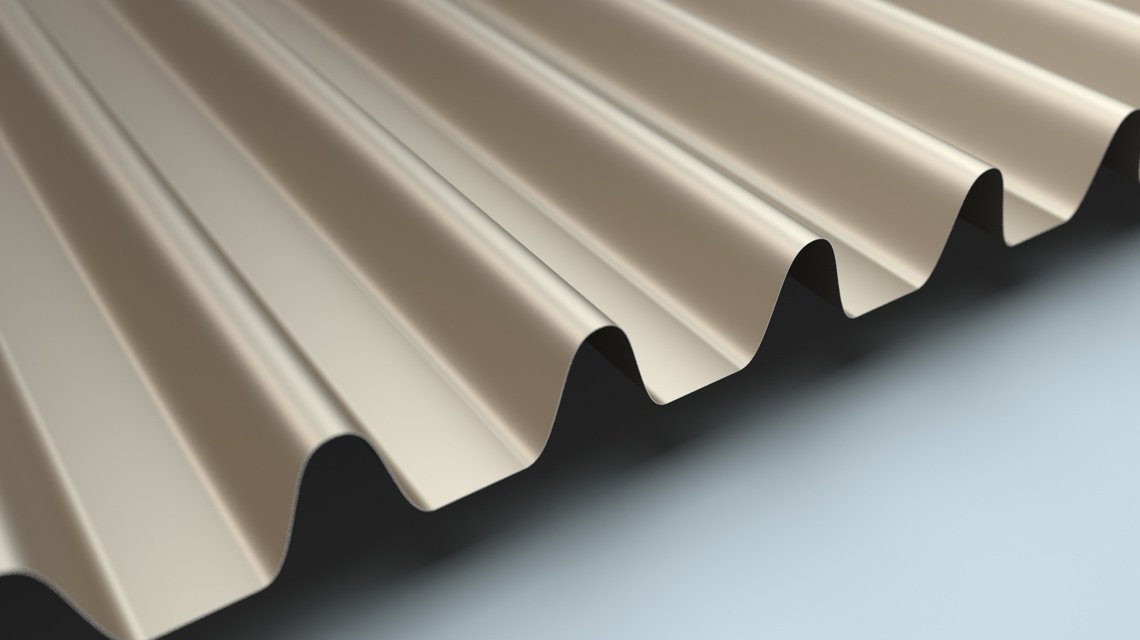 Tôle ondulée SW 32-32 – Vue générale du panneau métallique - <p>Vue d’ensemble du panneau en tôle ondulée SW 32-32 présentant son rythme large et régulier. Profil adapté aux bardages et habillages architecturaux extérieurs.</p>